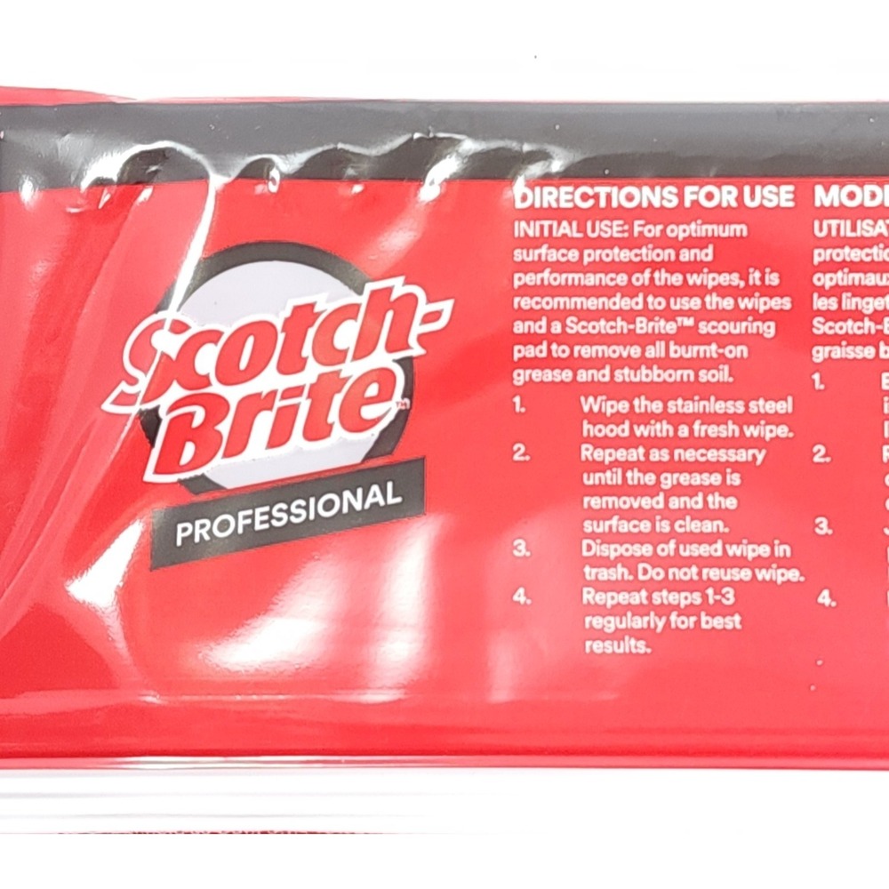 Scotch-Brite 3M 12" x 9" Stainless Steel Kitchen Cleaner Degreaser 30 Wipes NEW - Picture 5 of 9